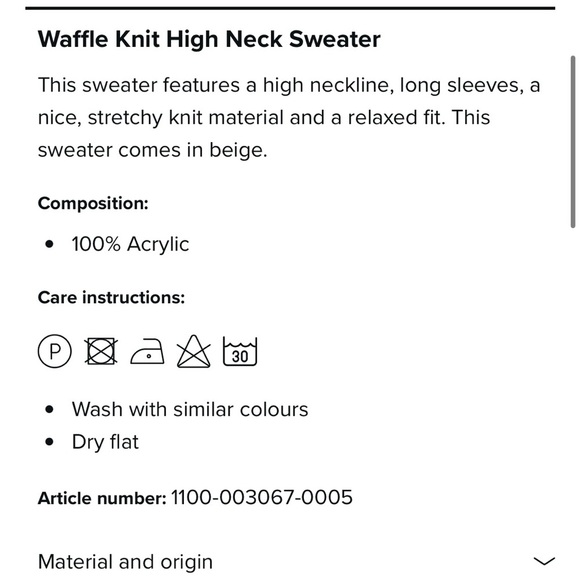 NA-KD Pale Pink Cropped High Neck Chunky Waffle Knit Oversized Pullover Sweater - Picture 9 of 9